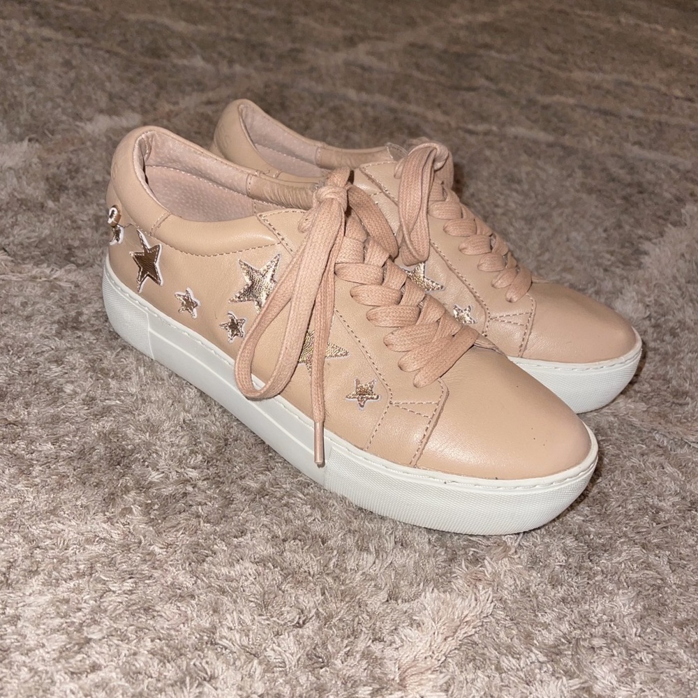 J/Slides Dolls Kill Blush Leather Rose Gold Alabama Star Sneakers| 6